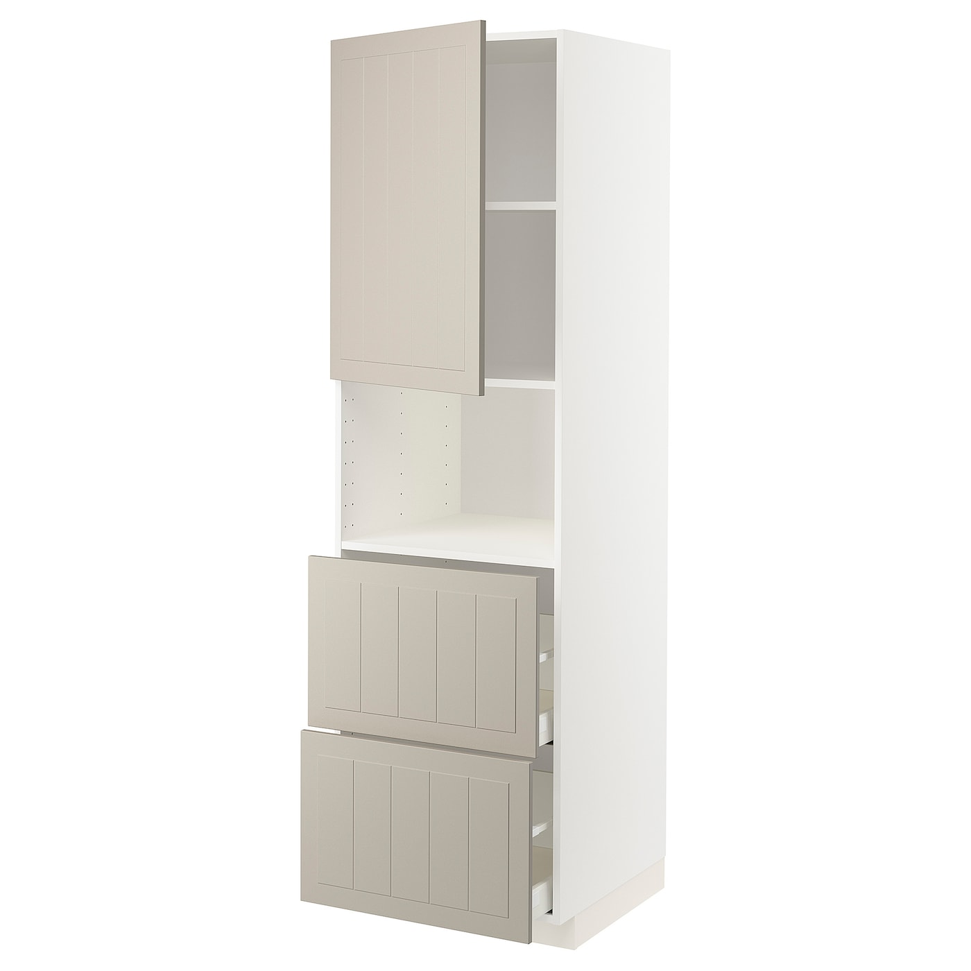 Высокий шкаф с ящиками - IKEA METOD/MAXIMERA/МЕТОД/МАКСИМЕРА ИКЕА, 200х60х60 см, белый/бежевый