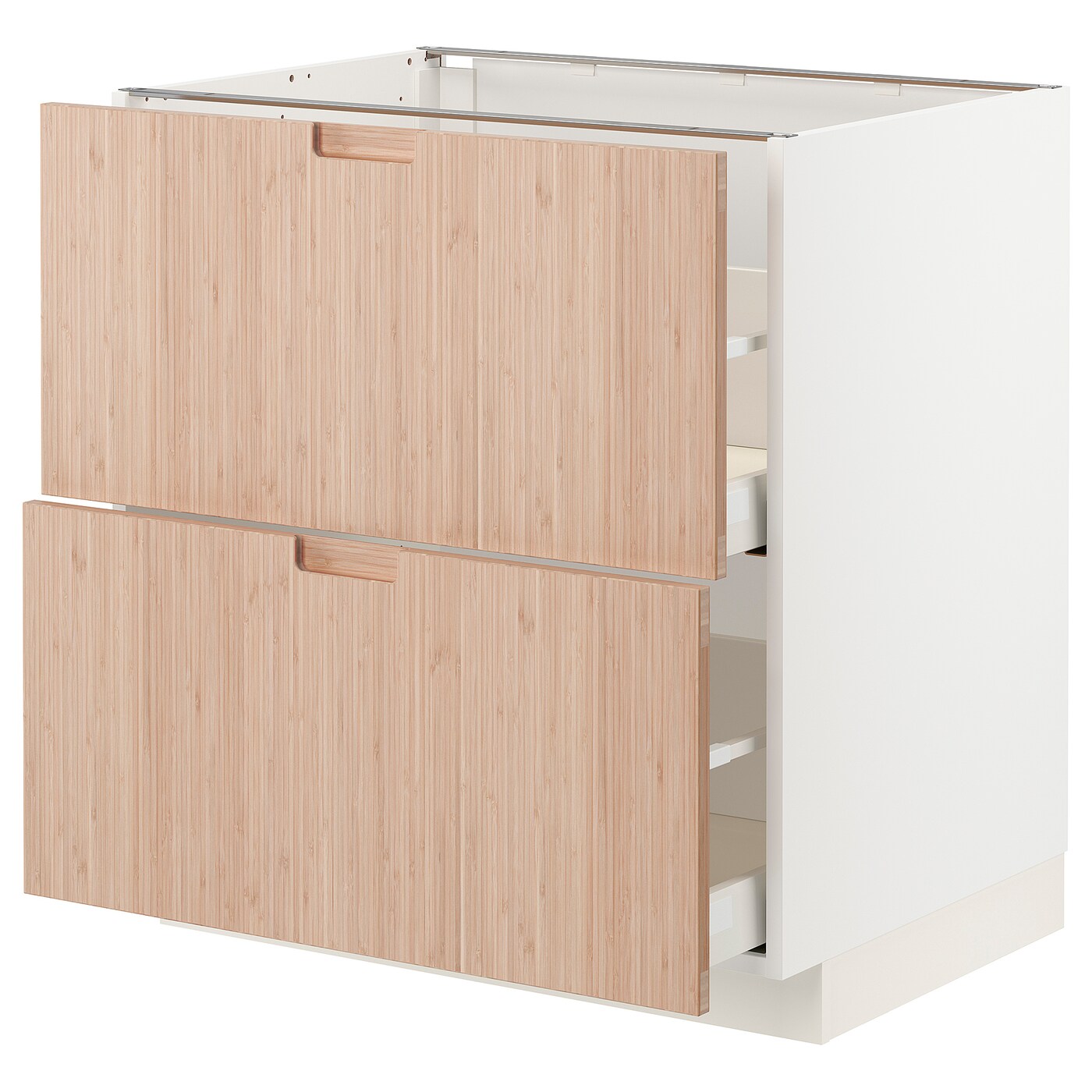 Напольный кухонный шкаф  - IKEA METOD MAXIMERA, 88x62x80см, белый/светлый бамбук, МЕТОД МАКСИМЕРА ИКЕА