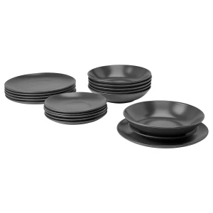 Набор посуды, 18 шт. - IKEA FÄRGKLAR/FARGKLAR, темно-серый, ФЭРГКЛАР ИКЕА