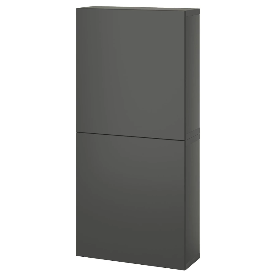 Комбинация навесного шкафа - IKEA BESTÅ/BESTA/БЕСТО ИКЕА, 60х22х128 см, темно-серый (изображение №1)