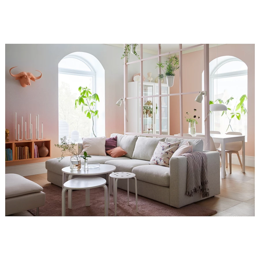 3-местный диван с шезлонгом - IKEA VIMLE, 98x285см, белый, ВИМЛЕ ИКЕА (изображение №11)