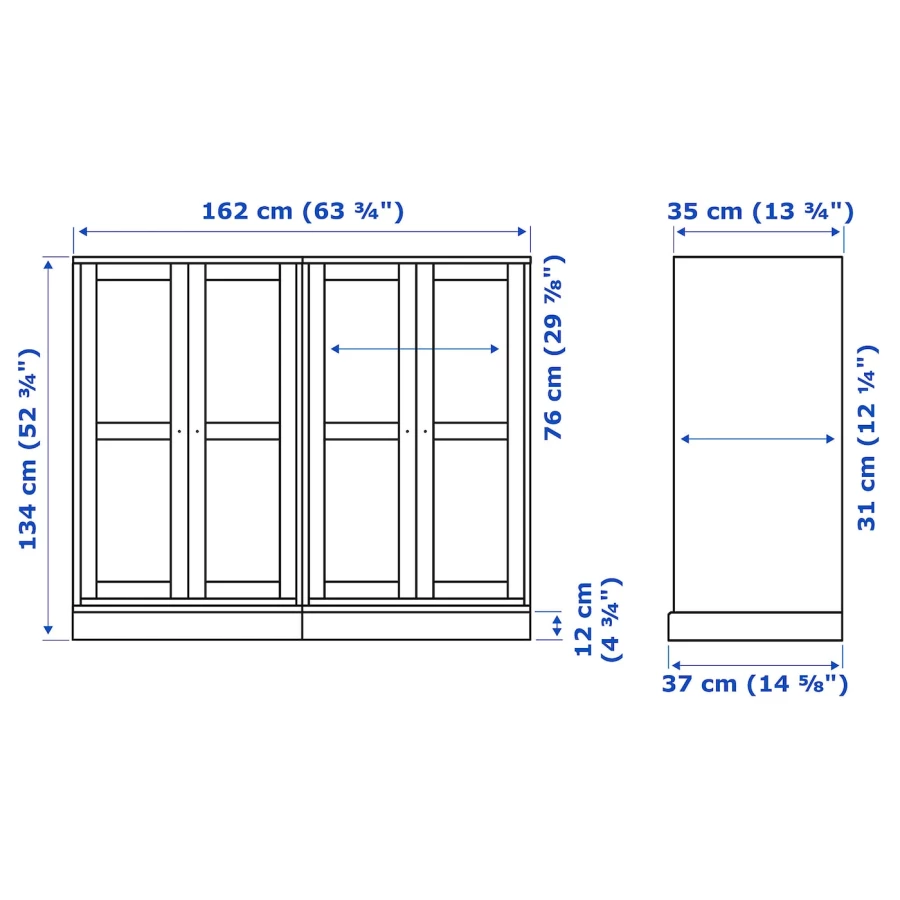 Шкаф - HAVSTA IKEA/ ХАВСТА ИКЕА, 162x134x37см, серый (изображение №7)