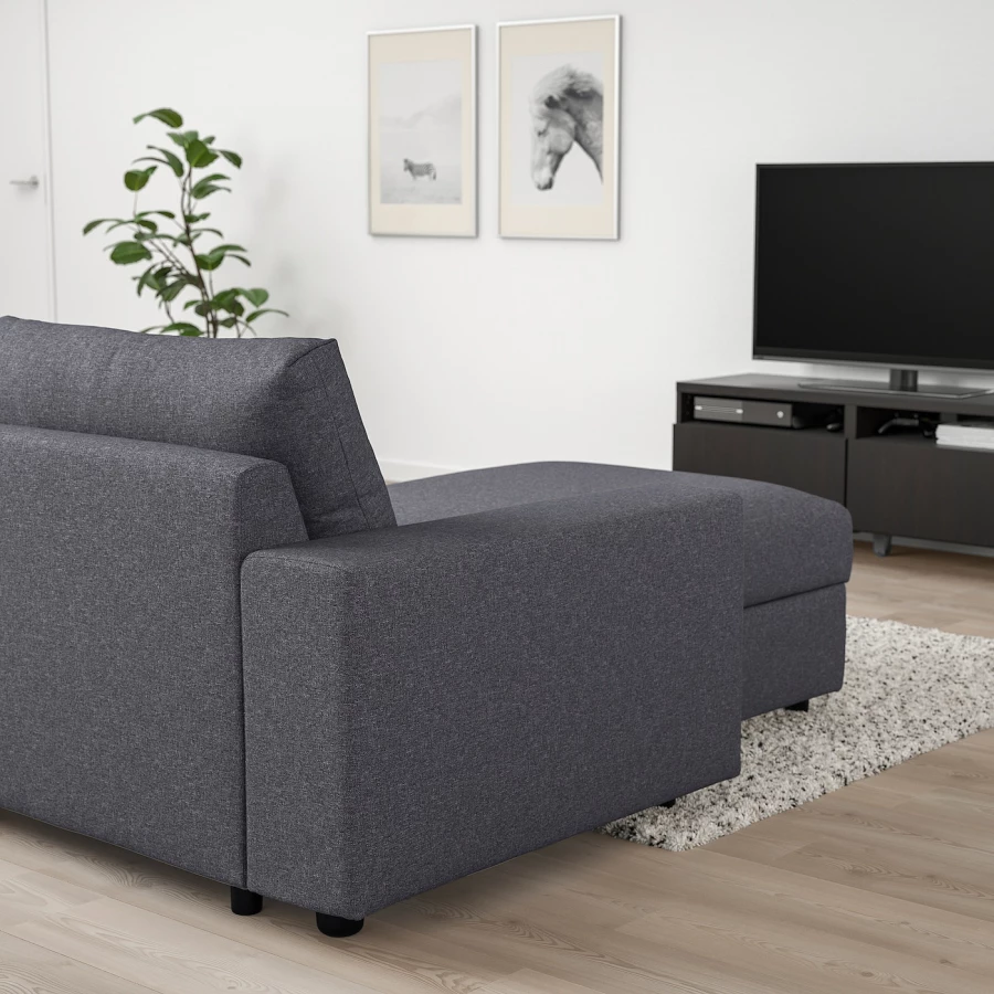 Кресло-кровать - IKEA VIMLE, 125х164х83 см, серый, ВИМЛЕ ИКЕА (изображение №3)