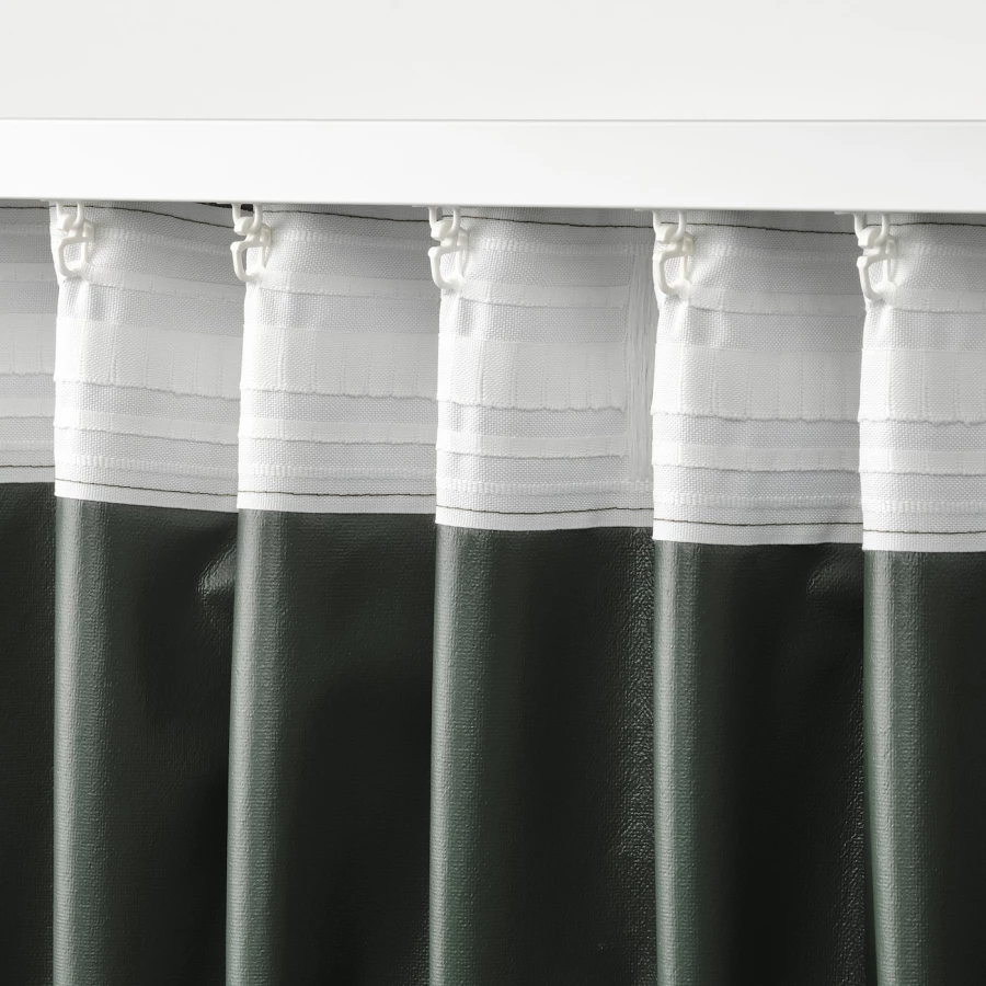 Плотная штора, 2 шт. - IKEA ROSENMANDEL, 300х135 см, темно-зеленый, РОЗЕНМАНДЕЛ ИКЕА (изображение №4)