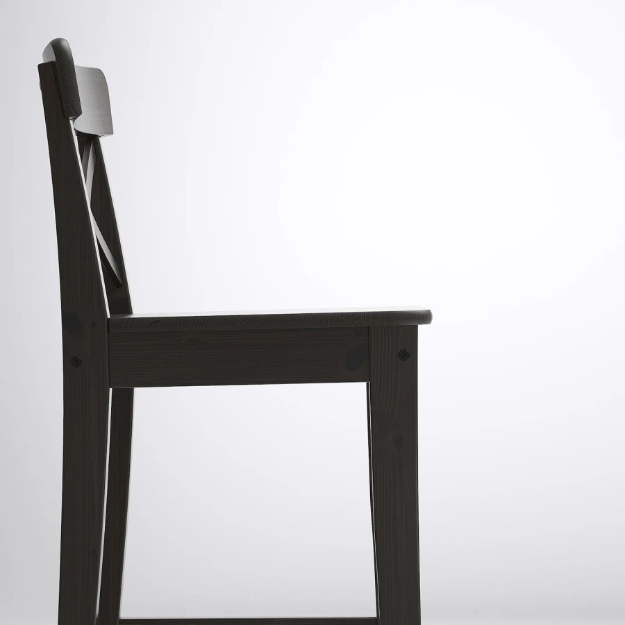 Барный стул со спинкой - INGOLF IKEA/ИНГОЛЬФ ИКЕА, 102х39х45 см, черный (изображение №6)