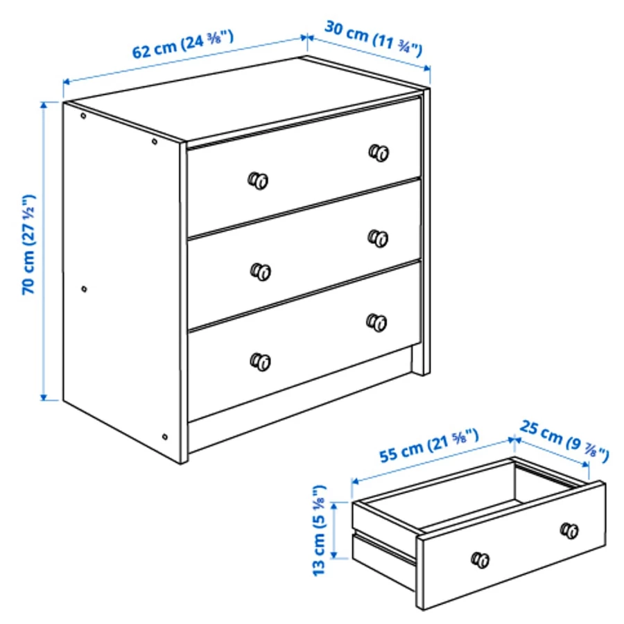 Комод с 3 ящиками - IKEA RAST/РАСТ ИКЕА, 30х62х70 см, светло-коричневый за  14502 рублей в по России и в г. Ярославль арт. 75305709 без предоплат —  интернет-магазин ВАМДОДОМА