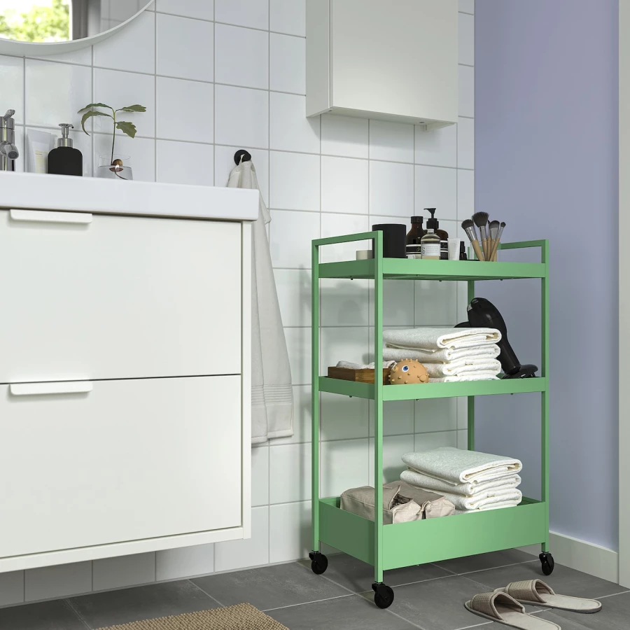 Тележка IKEA NISSAFORS/НИССАФОРС ИКЕА, 5х30х83 см, зеленый (изображение №3)