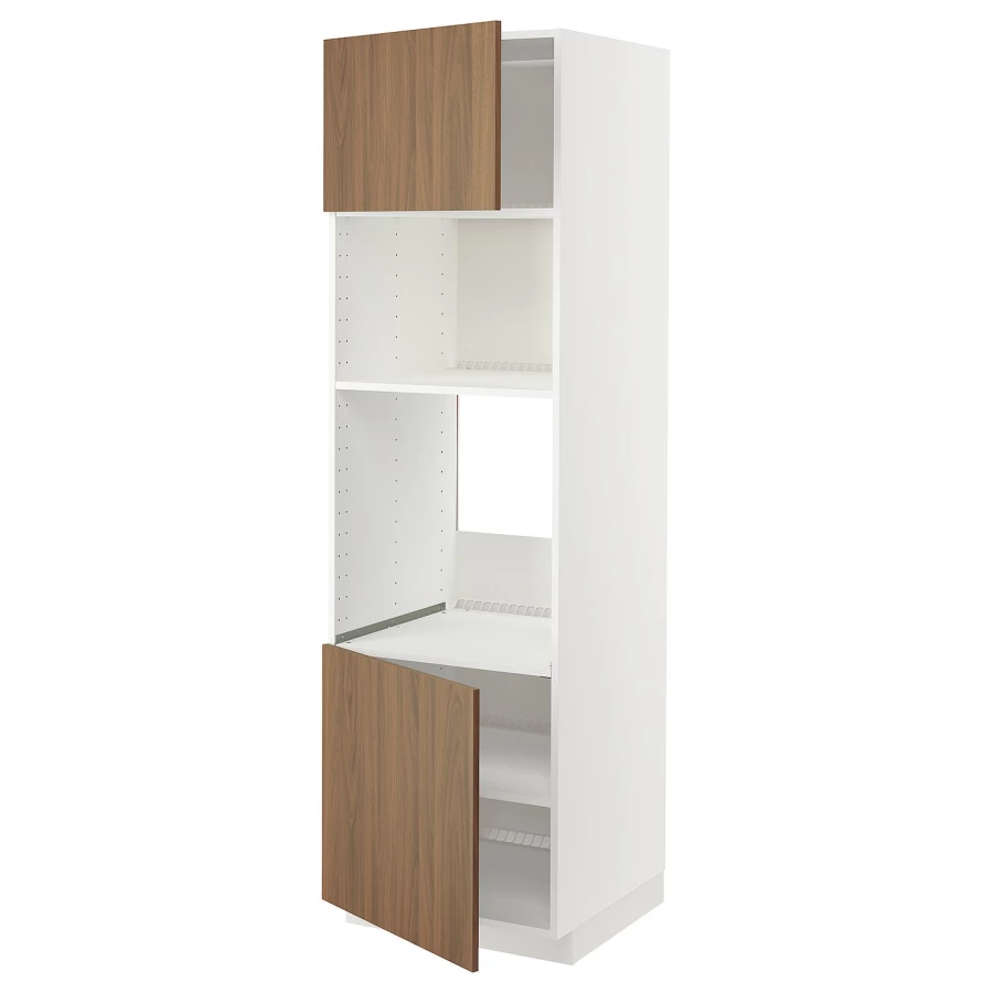 Высокий кухонный шкаф с полками - IKEA METOD/МЕТОД ИКЕА, 200х60х60 см, белый/коричневый (изображение №1)