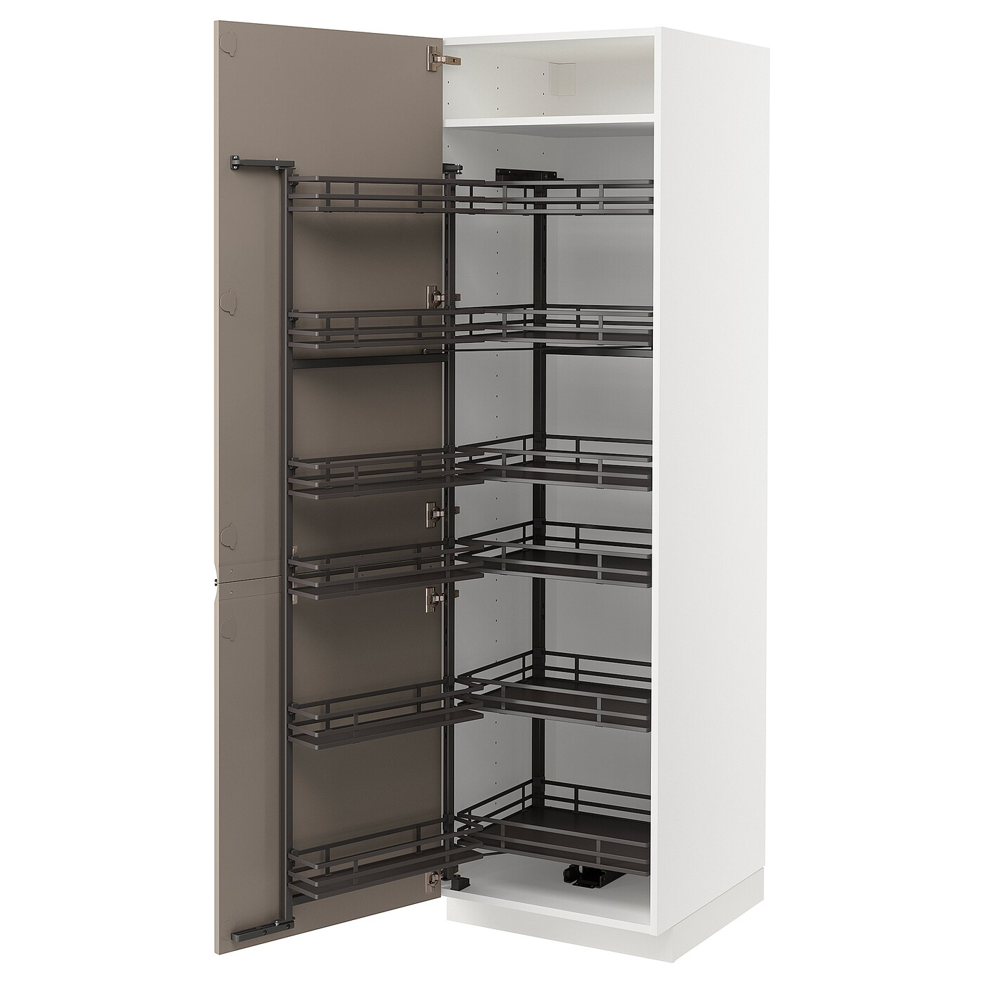 Высокий шкаф с выдвижной кладовой - IKEA METOD/МЕТОД ИКЕА, 60х60х200 см, серый/белый