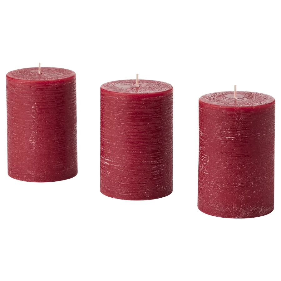 Ароматическая формовая свеча - IKEA STÖRTSKÖN/STORTSKON/СТЁРТСКОН ИКЕА, 10х7 см, красный, 3 шт (изображение №1)