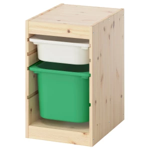 Шкаф с ящиком IKEA TROFAST/ТРУФАСТ ИКЕА, 34х44х52 см, под беленый дуб/голубой/салатовый