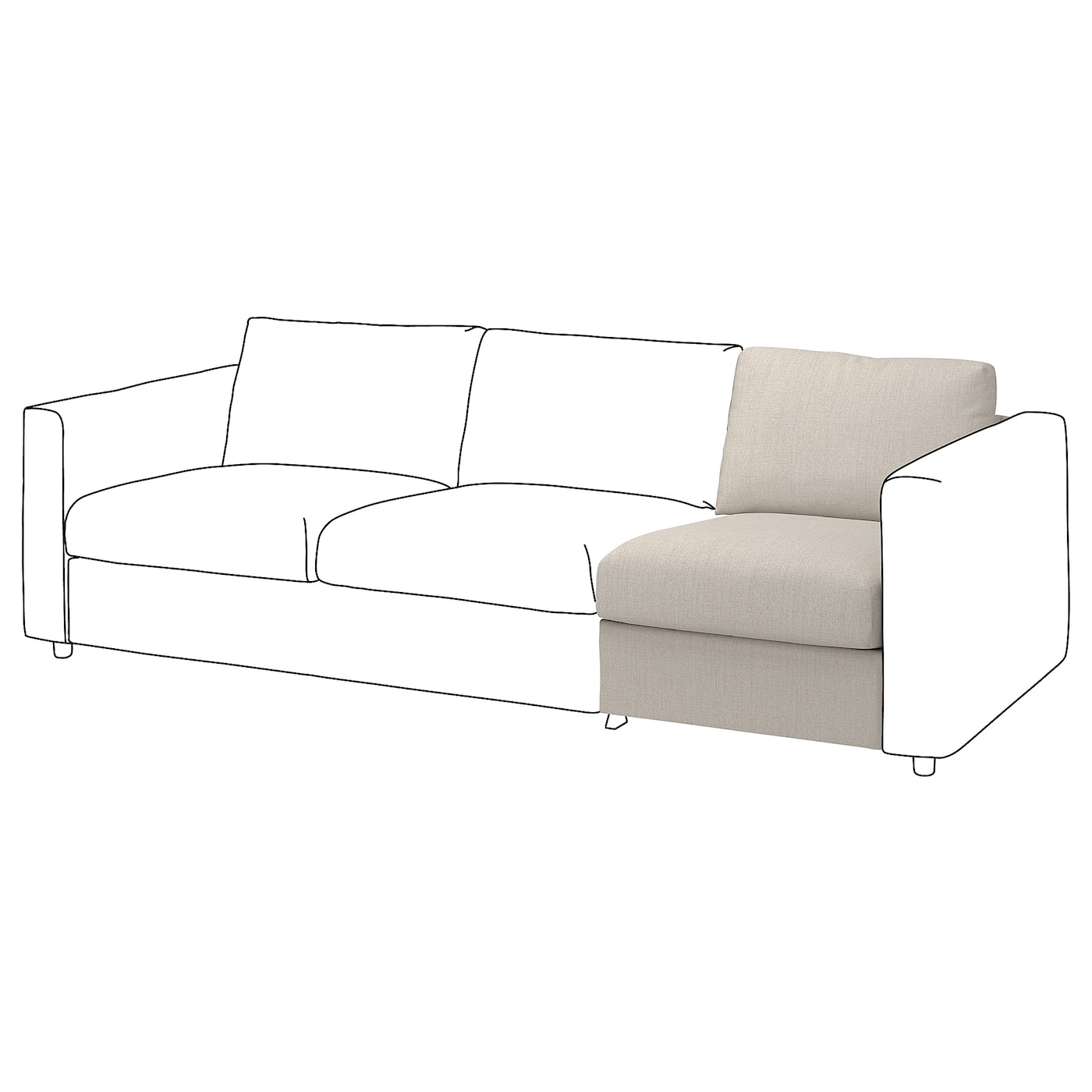 Чехол для 1-местной секции дивана - IKEA VIMLE/ВИМЛЕ ИКЕА , бежевый