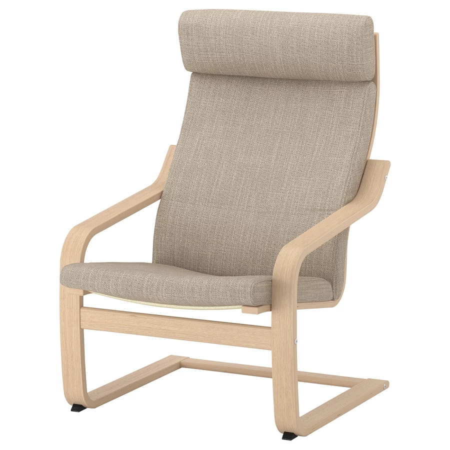 Кресло - IKEA POÄNG/POANG/ПОЭНГ ИКЕА, 68х82х100 см, бежевый (изображение №1)