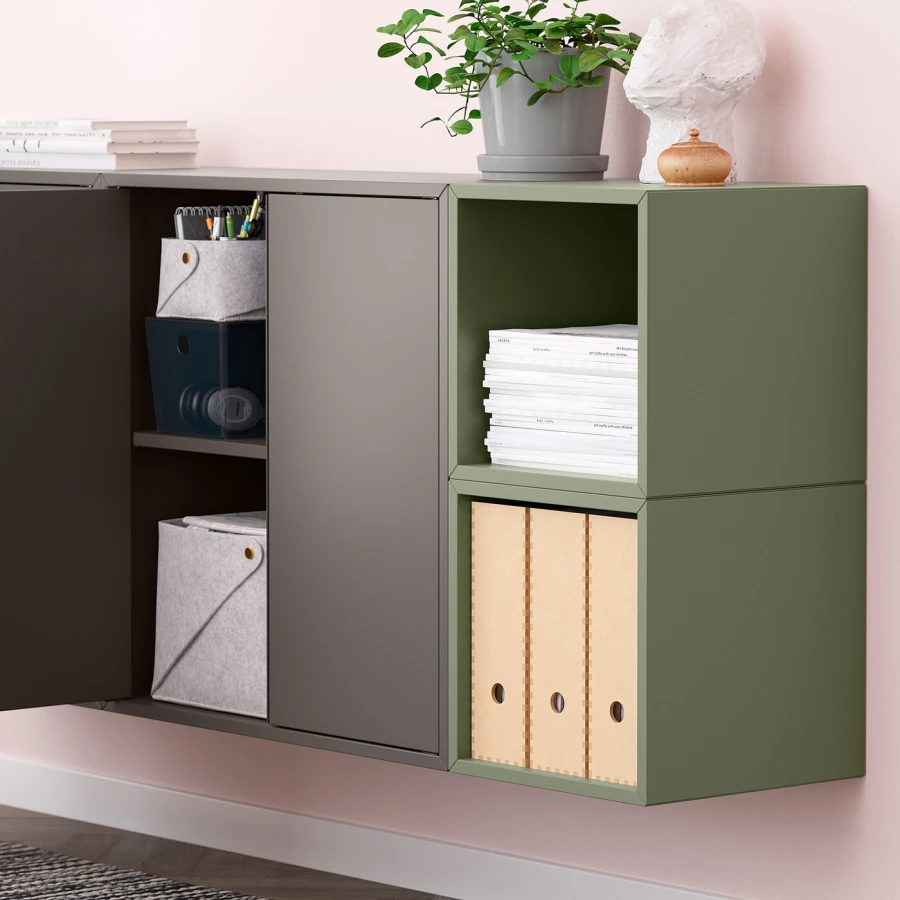 Комбинация для хранения - EKET IKEA/ ЭКЕТ ИКЕА,  175х70 см,   коричневый/зеленый (изображение №3)