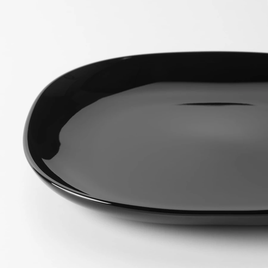 Набор тарелок, 4 шт. - IKEA BACKIG, 25x25 см, черный, БАККИГ ИКЕА (изображение №2)