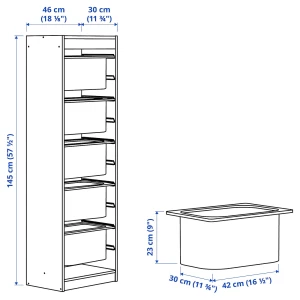 Стеллаж - IKEA TROFAST, 46х30х145 см, белый/ярко-красный, ТРУФАСТ ИКЕА
