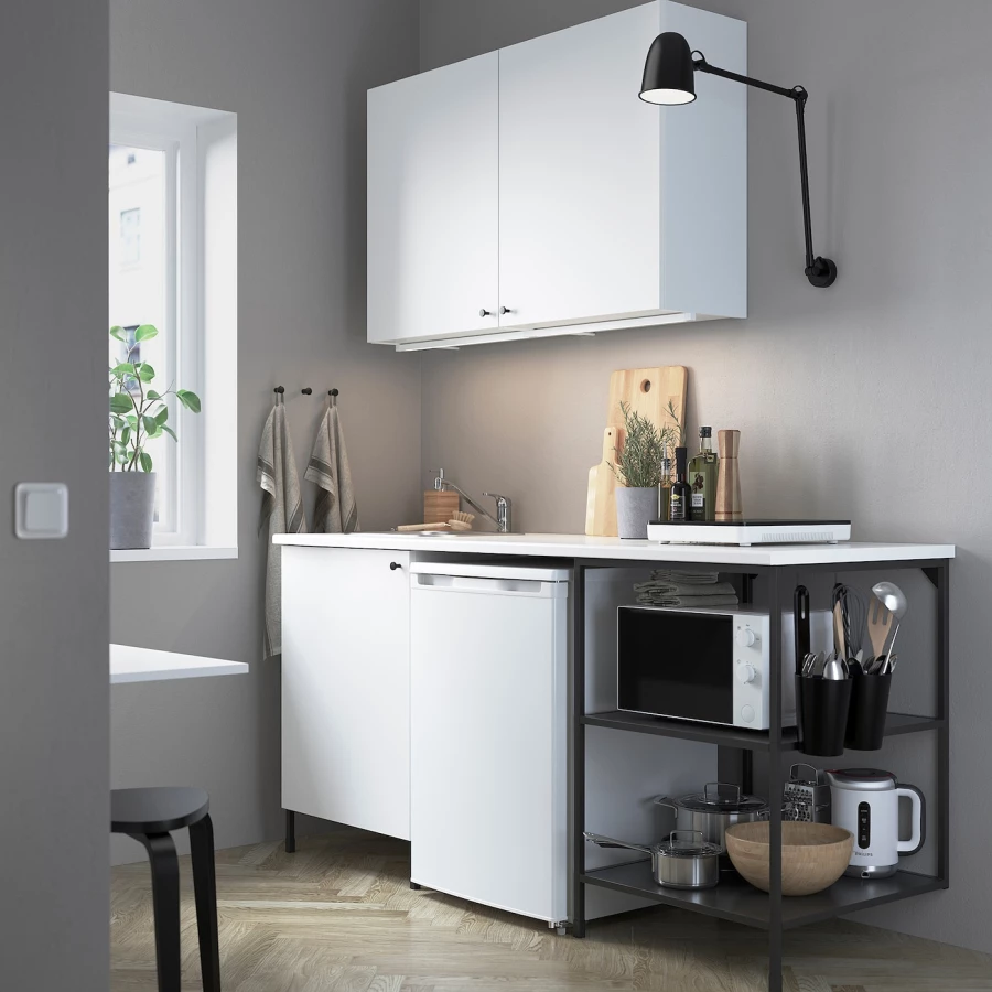 Кухня -  ENHET  IKEA/ ЭНХЕТ ИКЕА, 222х183 см, белый/черный (изображение №2)