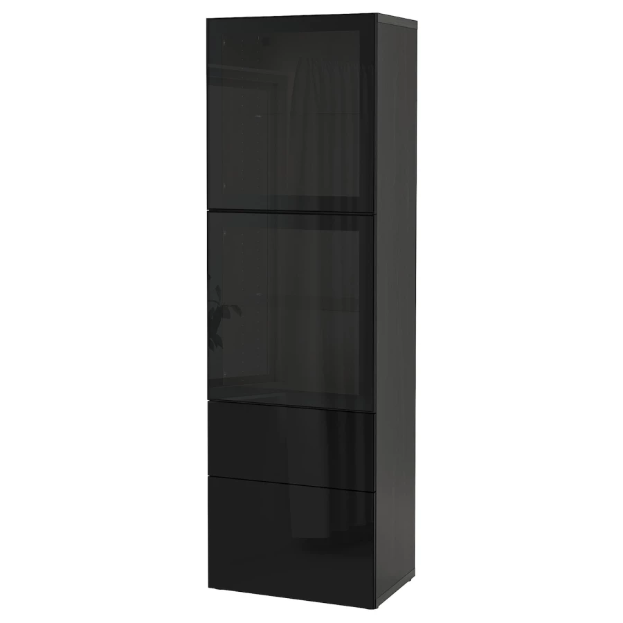 Книжный шкаф - BESTÅ/ BESTА IKEA/ БЕСТА/БЕСТО ИКЕА, 193х60 см, черный (изображение №1)