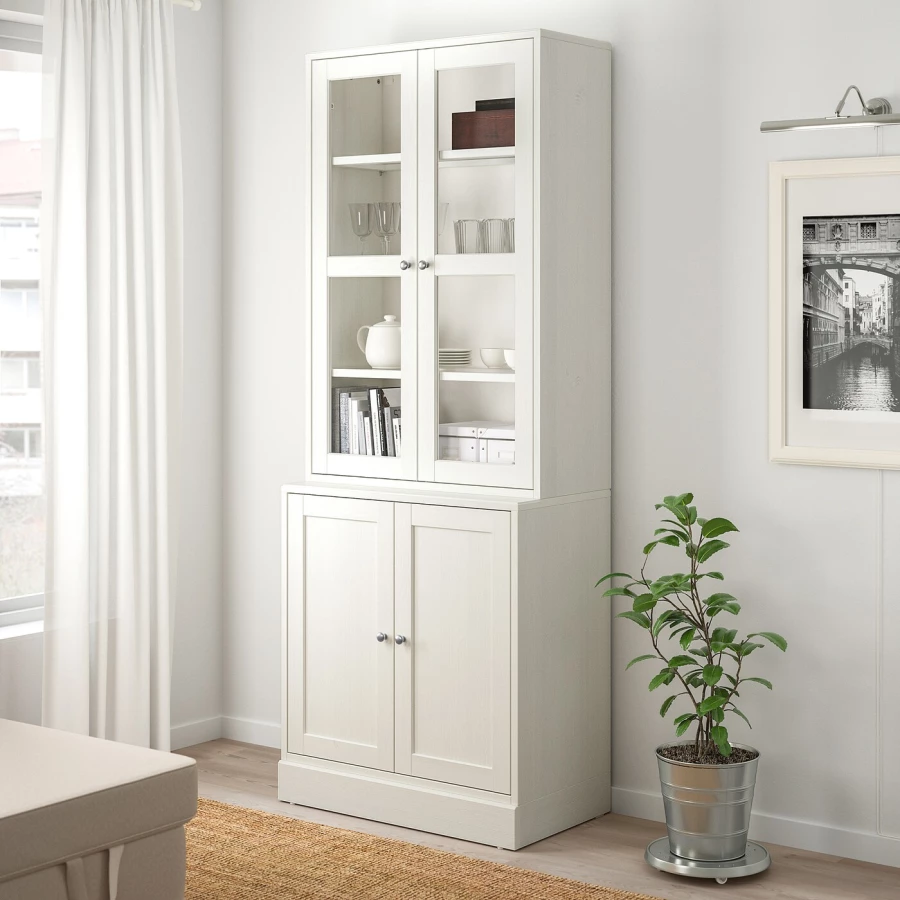 Комбинация для хранения со стеклянными дверцами - IKEA HAVSTA/ХАВСТА ИКЕА, 81x47