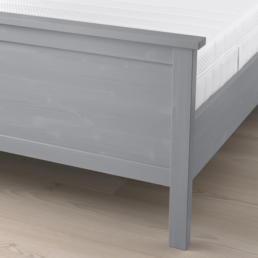 Кровать - IKEA HEMNES, 200х160 см, матрас средней жесткости, серый, ХЕМНЕС ИКЕА (изображение №4)