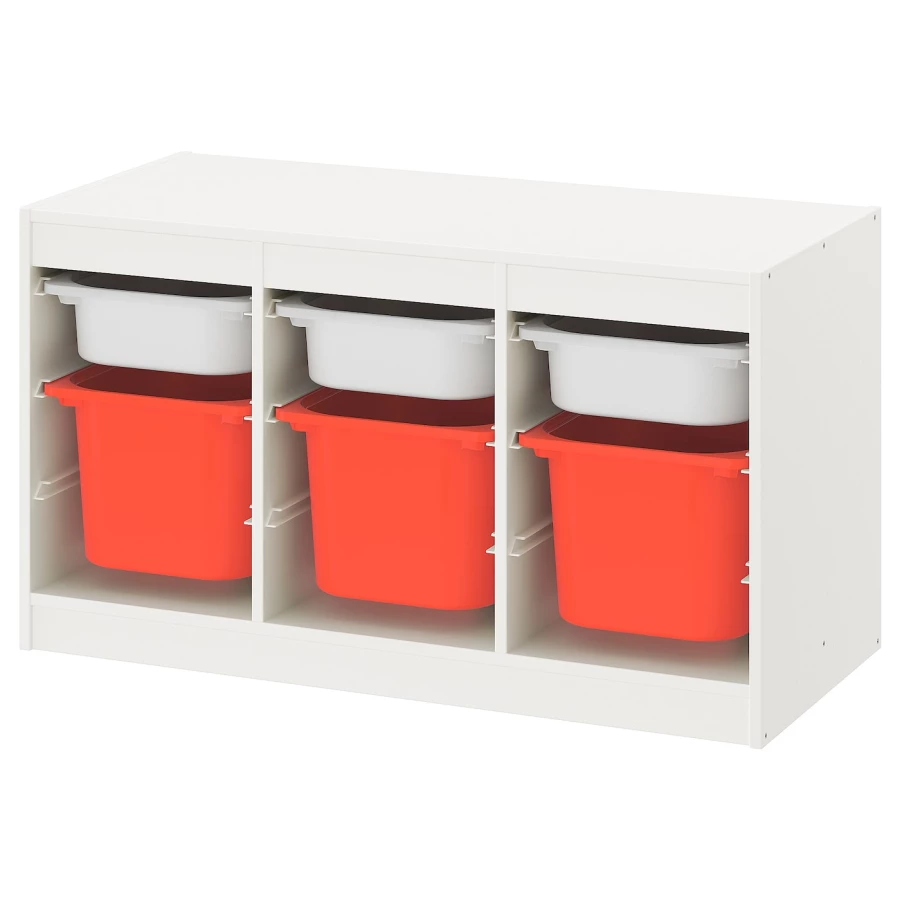 Стеллаж - IKEA TROFAST, 99х44х56 см, белый/оранжевый, ТРУФАСТ ИКЕА (изображение №1)