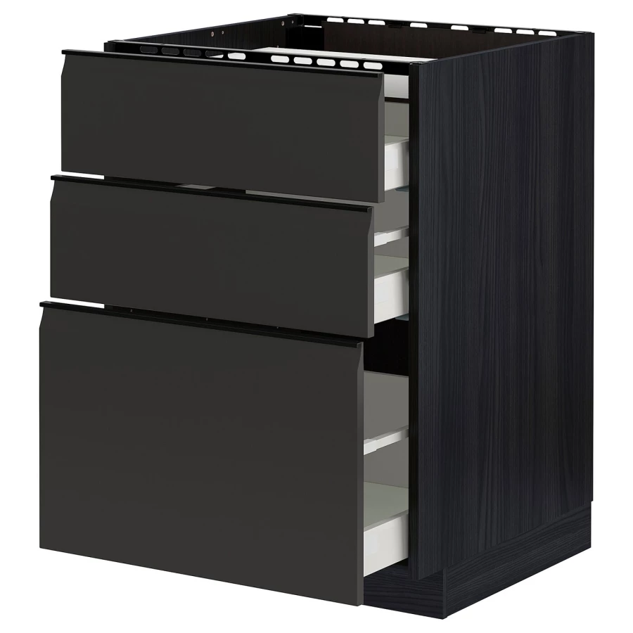 Напольный кухонный шкаф  - IKEA METOD MAXIMERA, 88x61,6x60см, черный, МЕТОД МАКСИМЕРА ИКЕА (изображение №1)