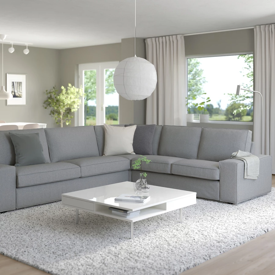 5-местный угловой диван - IKEA KIVIK, 83x95x257/297см, серый/светло-серый, КИВИК ИКЕА (изображение №2)