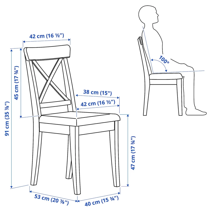 Стол и 4 стула - DANDERYD / INGOLF IKEA/ ДАНДЕРИД/ИНГОЛЬФ ИКЕА, 130х80х75 см, белый (изображение №4)