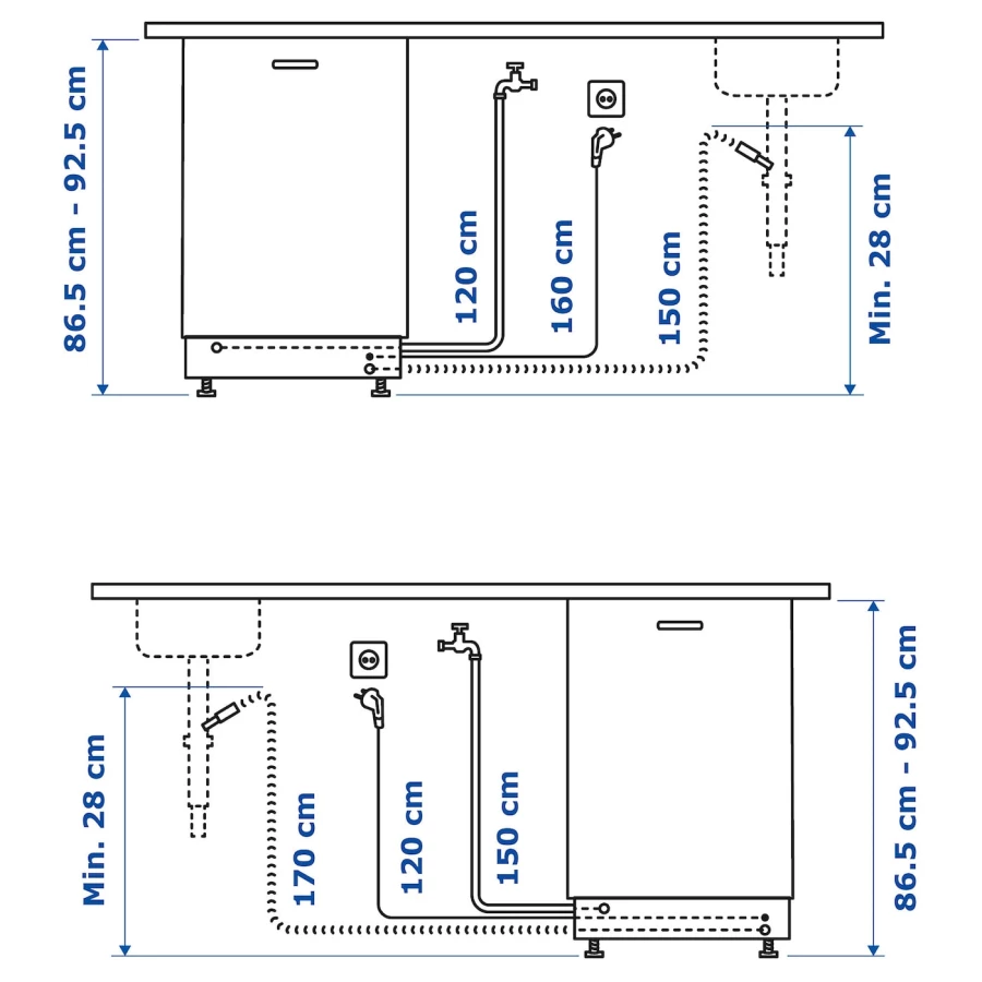 Встраиваемая посудомоечная машина - TORSBODA IKEA/ ТОРСБОДА ИКЕА,  86,5х60 см, белый (изображение №3)