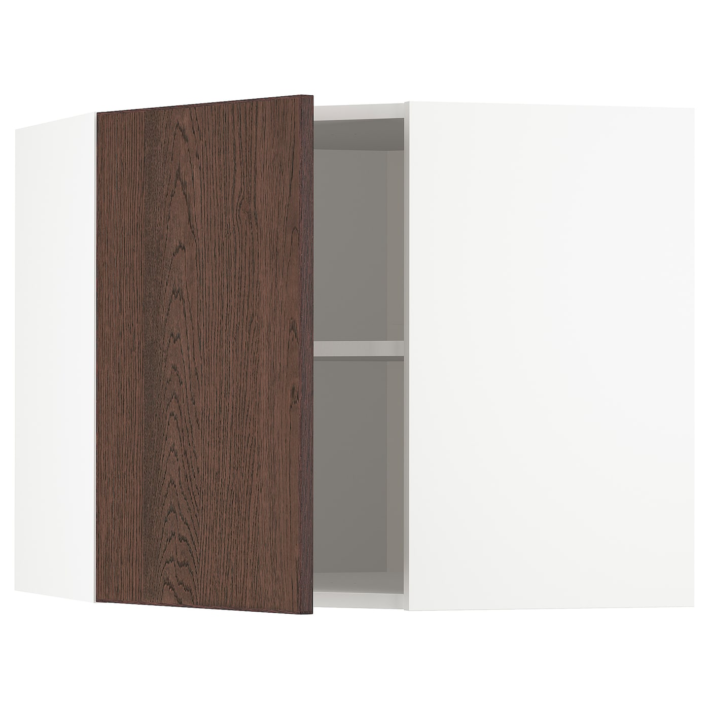Угловой навесной шкаф с полками - METOD  IKEA/  МЕТОД ИКЕА, 60х68 см, белый/коричневый