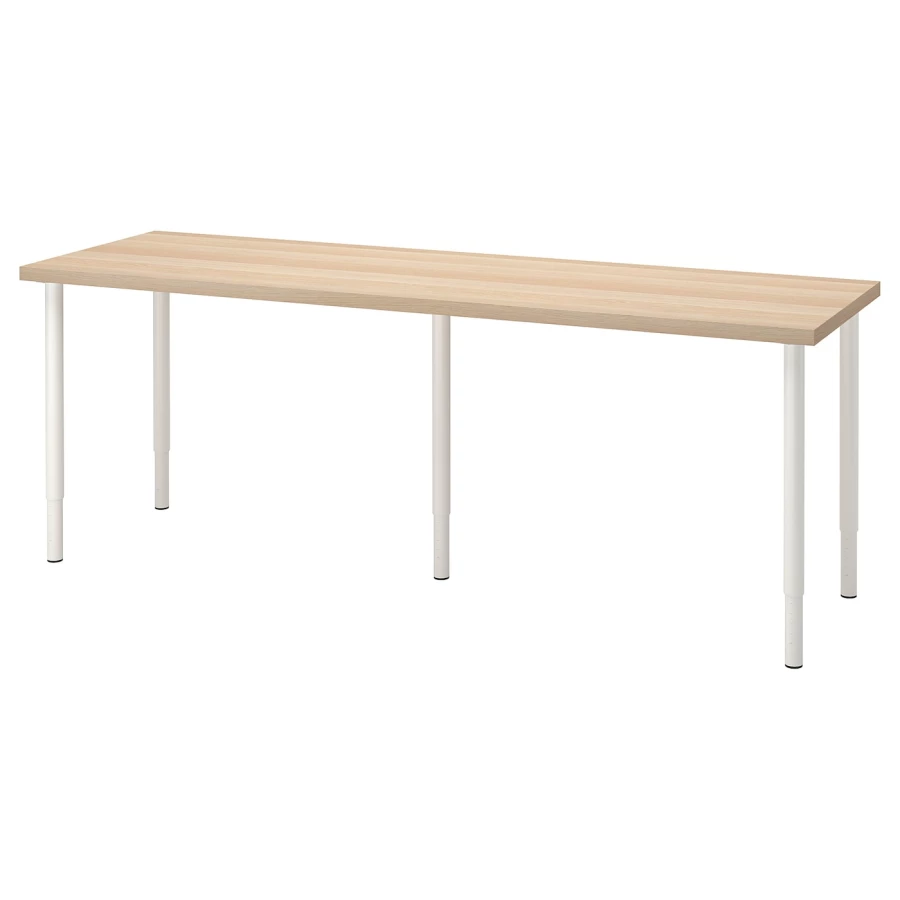 Письменный стол - IKEA LAGKAPTEN/OLOV, 200х60х63-93 см, под беленый дуб/белый, ЛАГКАПТЕН/ОЛОВ ИКЕА (изображение №1)