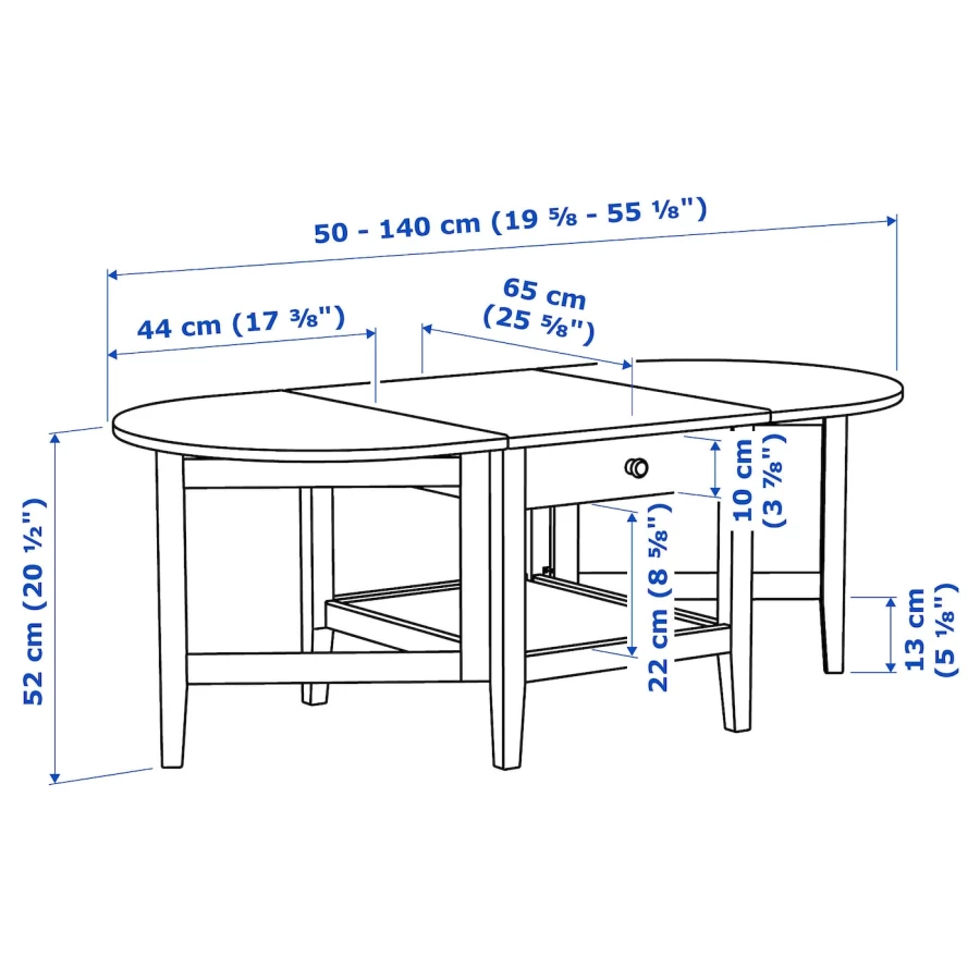 Журнальный стол - IKEA ARKELSTORP/ИКЕА АРКЕЛЬСТОРП, 65x140x52 см, черный/светло-коричневый (изображение №7)