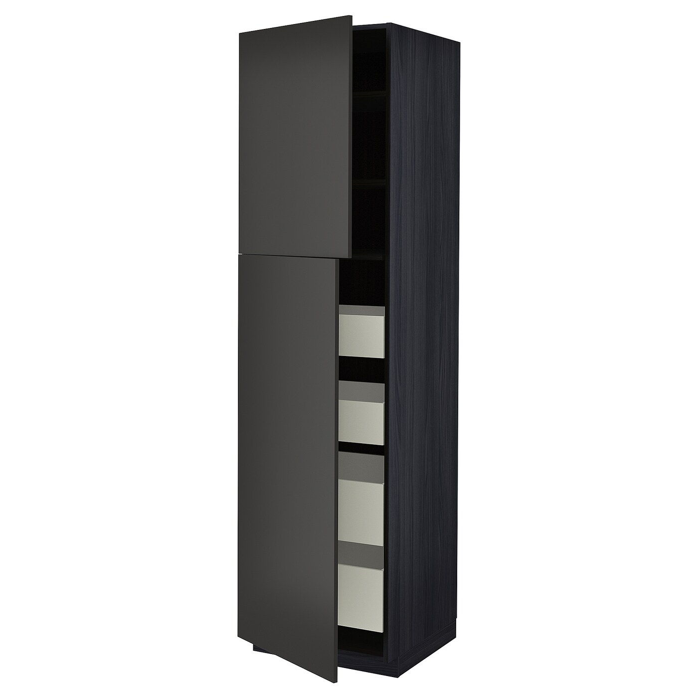 Высокий шкаф - IKEA METOD/MAXIMERA/МЕТОД/МАКСИМЕРА ИКЕА, 60х60х220 см, черный