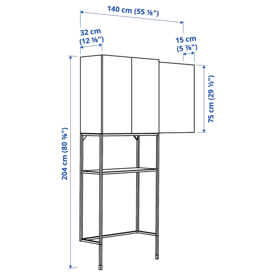 Комбинация шкафов  для прачечной и ванной - ENHET IKEA/ ЭНХЕТ ИКЕА,140x32x204 см, бежевая/белая (изображение №4)