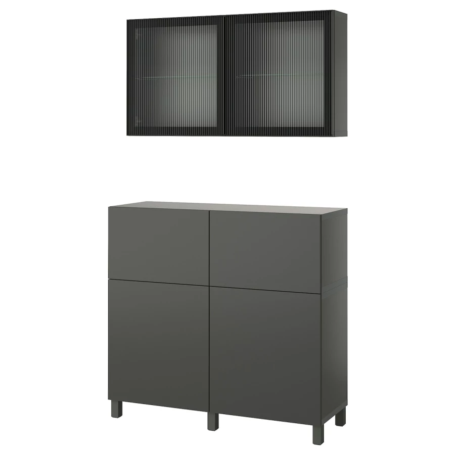 Комбинация для хранения - BESTÅ/ BESTА IKEA/ БЕСТА/БЕСТО ИКЕА, 213х120 см, темно-серый (изображение №1)