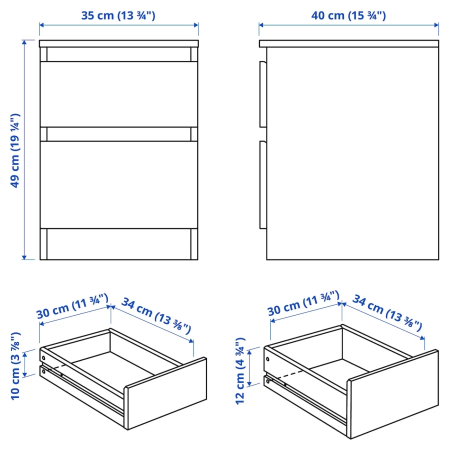 Тумбочка - IKEA KULLEN/КУЛЛЕН ИКЕА, 35х40х49 см, белый (изображение №5)