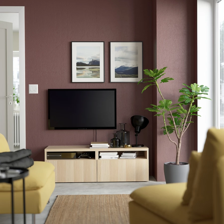 Тумба под ТВ с ящиками - IKEA BESTÅ/BESTA/БЕСТО ИКЕА, 42х39х120 см, светло-коричневый (изображение №3)