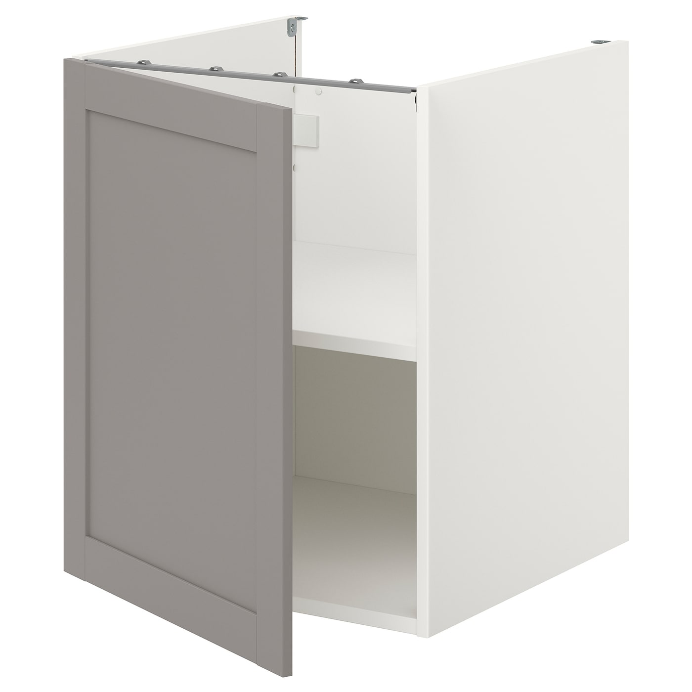 Шкаф с дверцами - IKEA ENHET, 75x62x60см, серый/белый, ЭНХЕТ ИКЕА