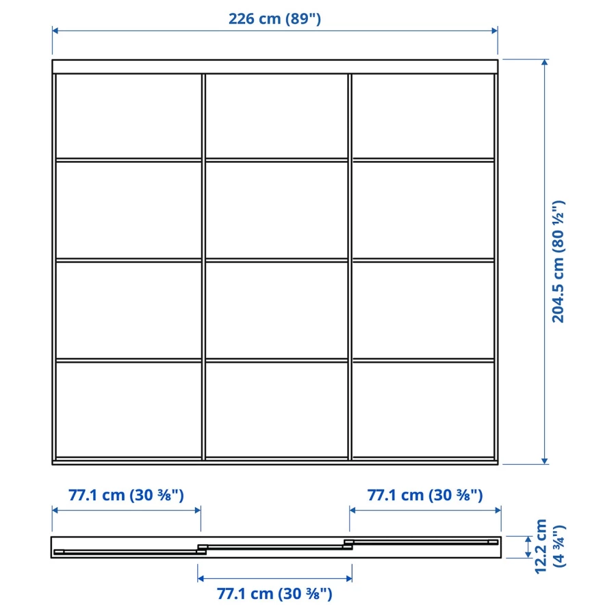Комбинация раздвижных дверей - SKYTTA/HOKKSUND IKEA/ СКЮТТА/ХОККСУНД ИКЕА, 226х205 см, серый (изображение №3)