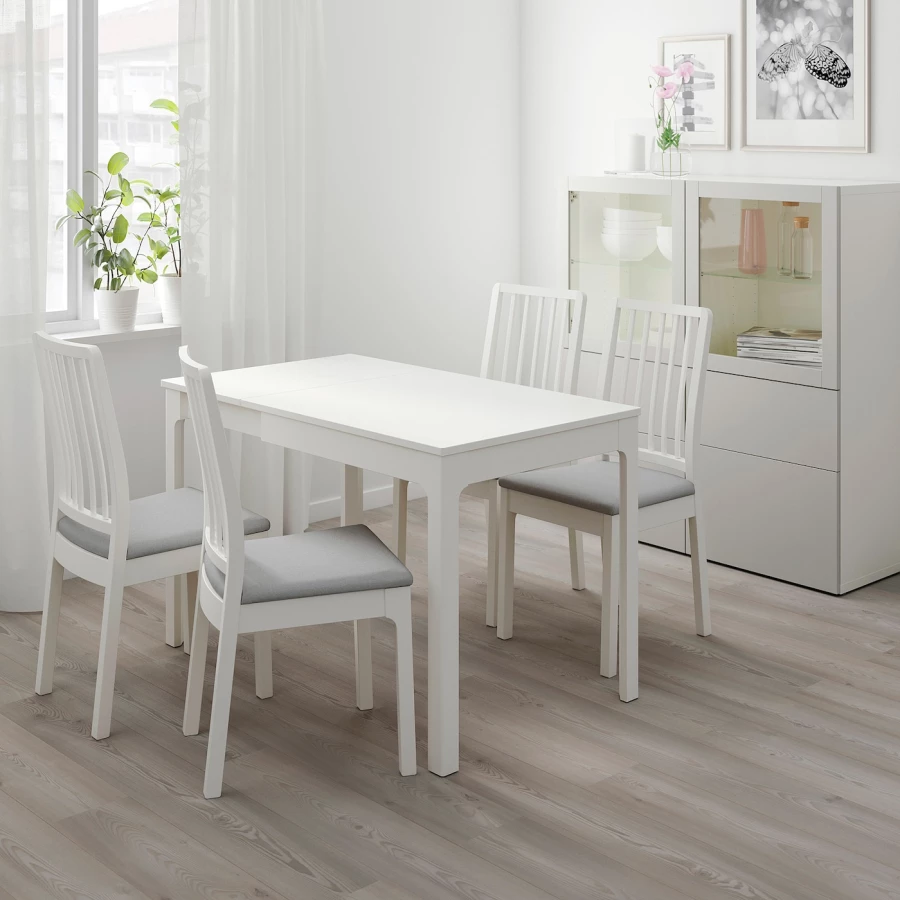 Стол и 2 стула - IKEA EKEDALEN/ЭКЕДАЛЕН ИКЕА,120х80 см,  белый/серый (изображение №3)