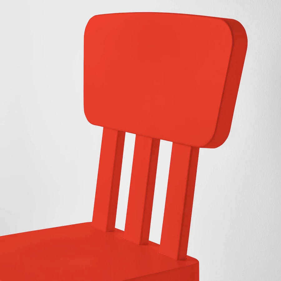 Стул детский - IKEA MAMMUT/МАММУТ ИКЕА, 67х39 см, красный (изображение №3)