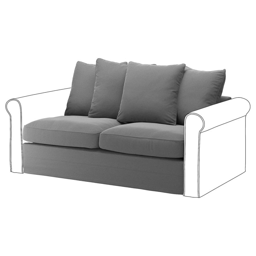 Чехол на 2-местнй диван-кровать - GRÖNLID / GRОNLID  IKEA/  ГРЕНЛИД ИКЕА,  серый (изображение №1)