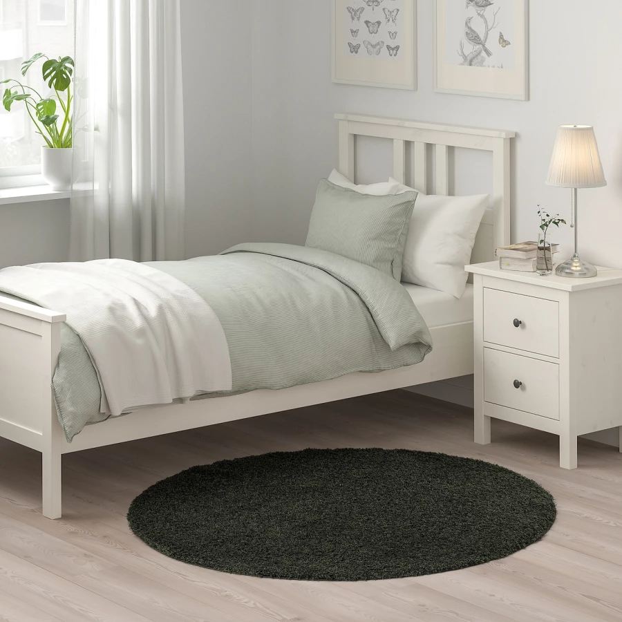 Круглый ковер - IKEA VINDEBÄK/VINDEBAK/ВИНДЕБЕК ИКЕА, 130 см, черный (изображение №3)