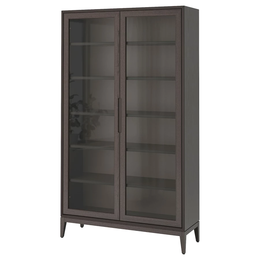 Шкаф со стеклянными дверцами  - REGISSÖR IKEA/ РЕЖИССЕР/РЕЖИСЁР ИКЕА, 118x203х38 см, черный/прозрачный (изображение №1)
