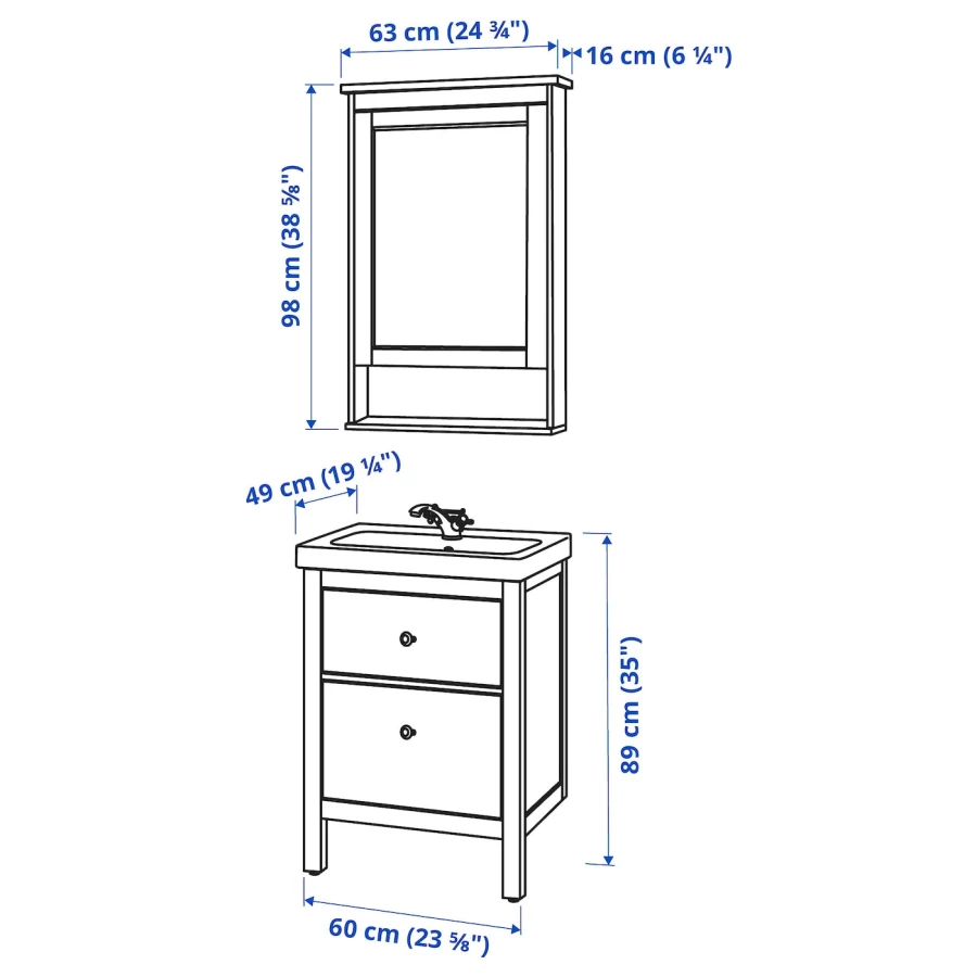 HEMNES / ODENSVIK Мебель для ванной комнаты ИКЕА (изображение №5)