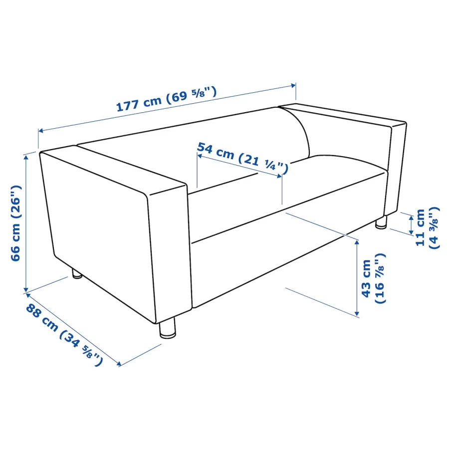 2-местный диван - IKEA KLIPPAN,  88x66x177см, черный, КЛИППАН ИКЕА (изображение №6)