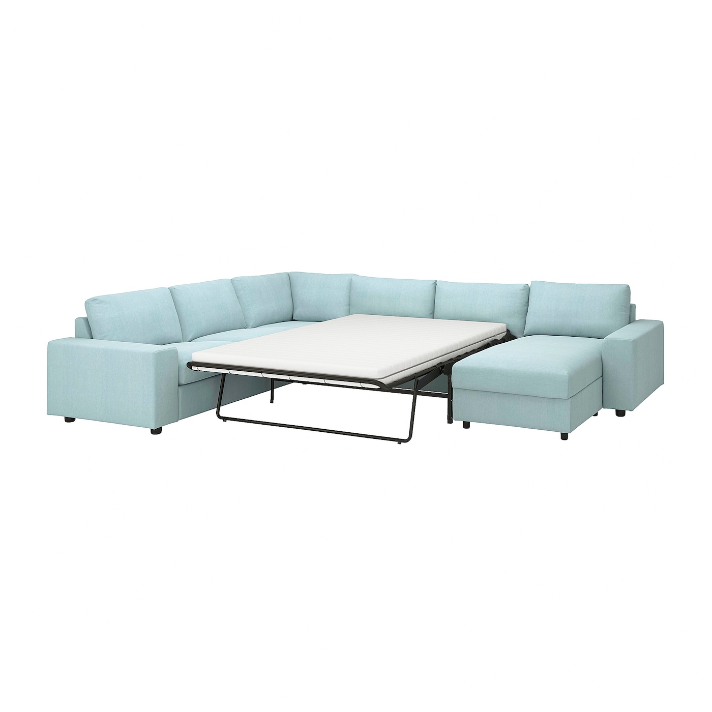 Угловой диван-кровать с шезлонгом - IKEA VIMLE/ВИМЛЕ ИКЕА, 256/356х68х164 см, голубой