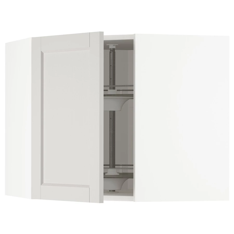 Угловой навесной шкаф с каруселью - METOD  IKEA/  МЕТОД ИКЕА, 60х68 см, белый/светло-серый (изображение №1)