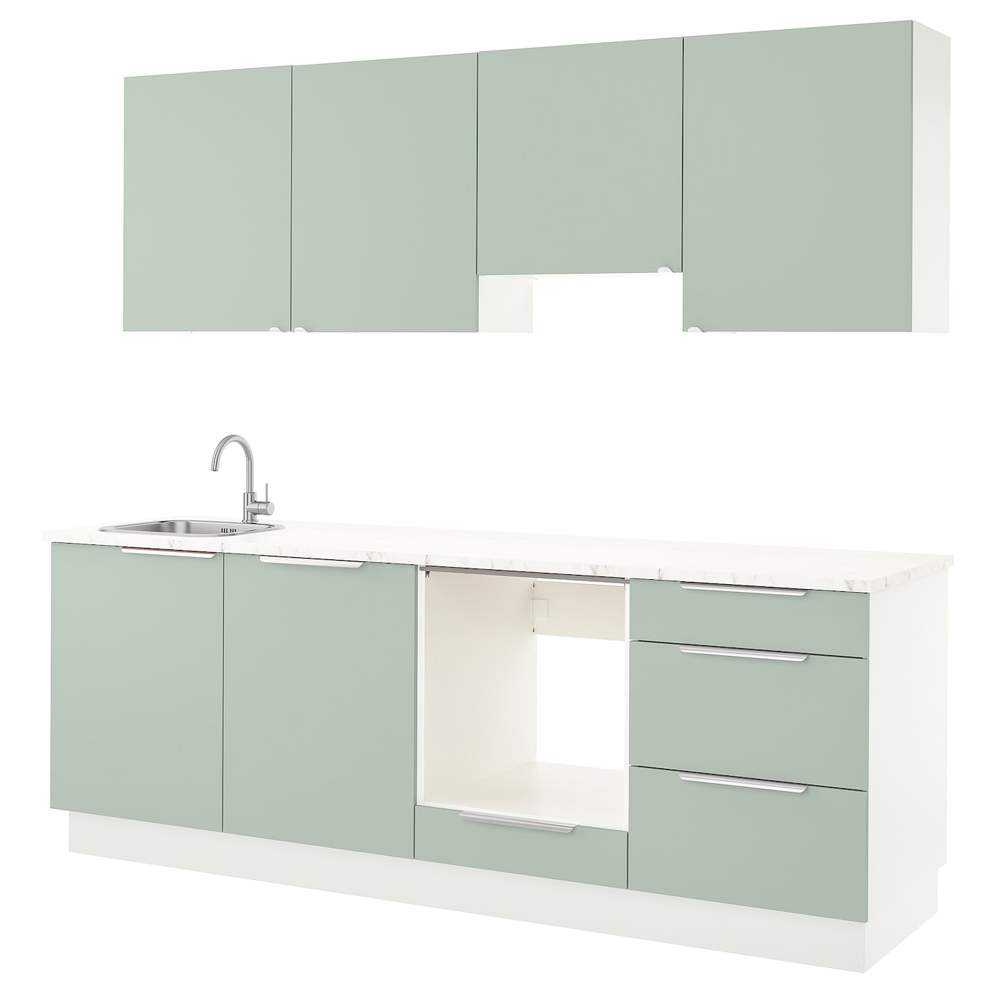 Кухня - ENHET  IKEA/ ЭНХЕТ ИКЕА, 243х222 см, белый/зеленый