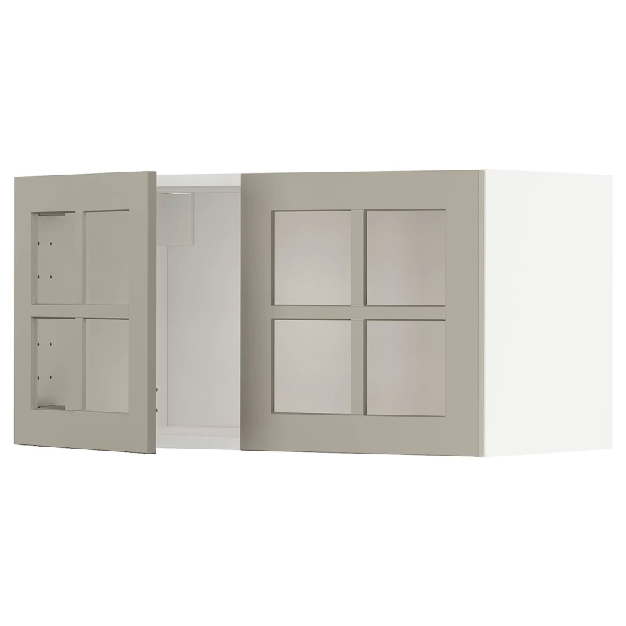 Навесной шкаф - METOD  IKEA/  МЕТОД ИКЕА, 40х80 см, белый/светло-коричневый (изображение №1)